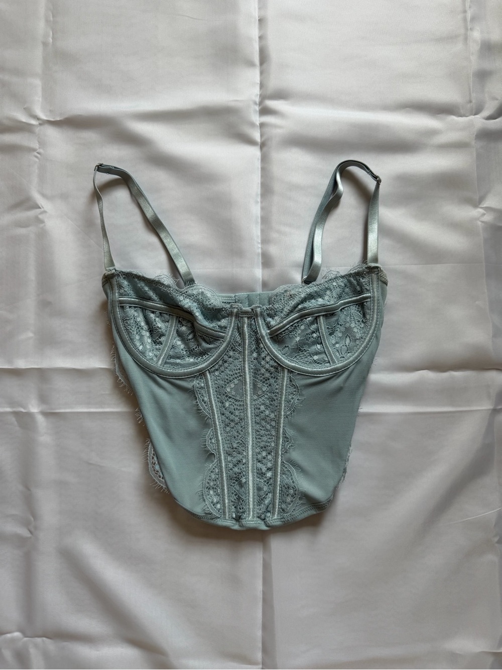 Light Sage Lace Corset Going Out Top